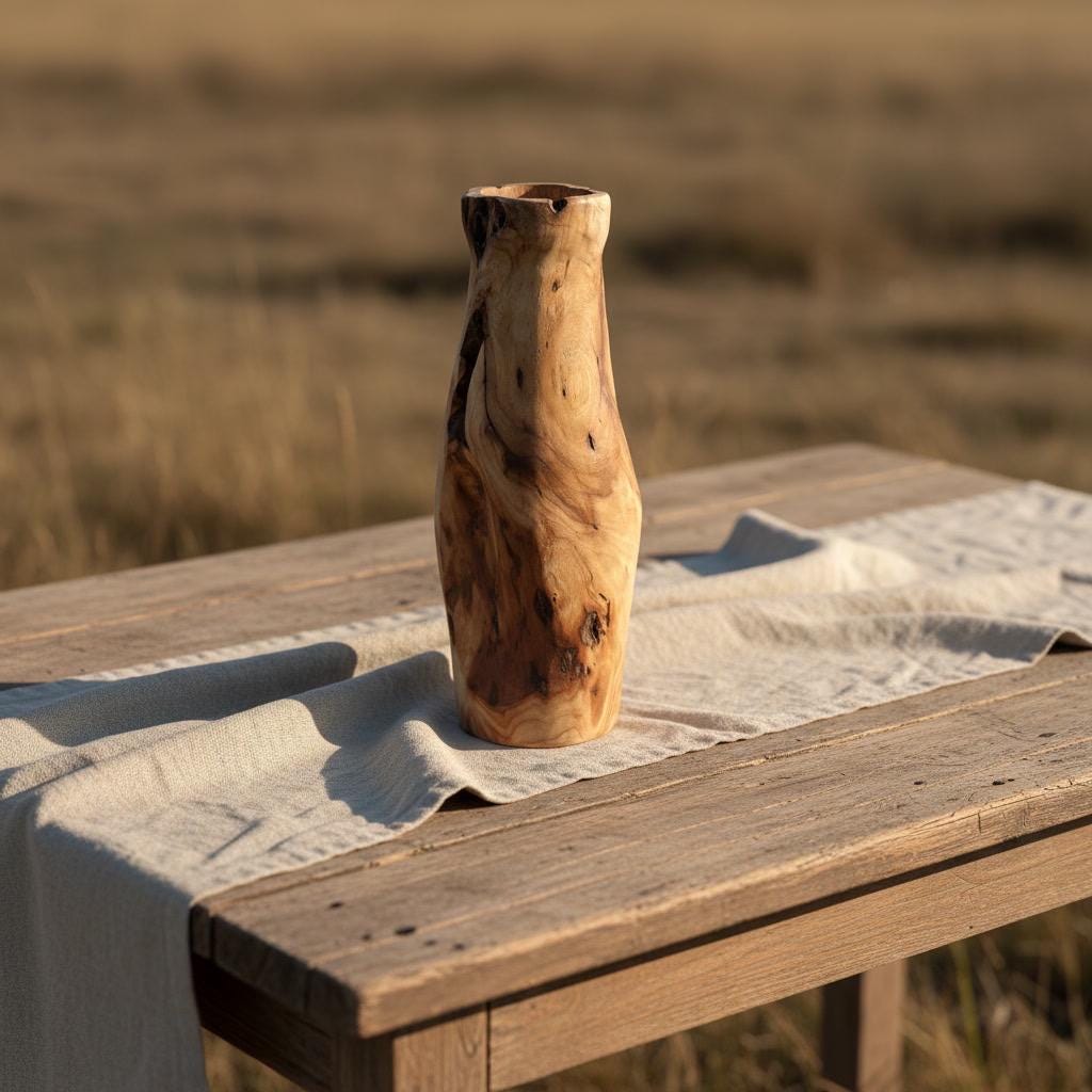 Hand-Turned Elm Wooden Vase | Organic Modern Scandinavian Decor | 5th Anniversary Wood Gift | UK Handmade
