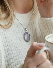 Oval Blue John 925 Sterling Silver Pendant