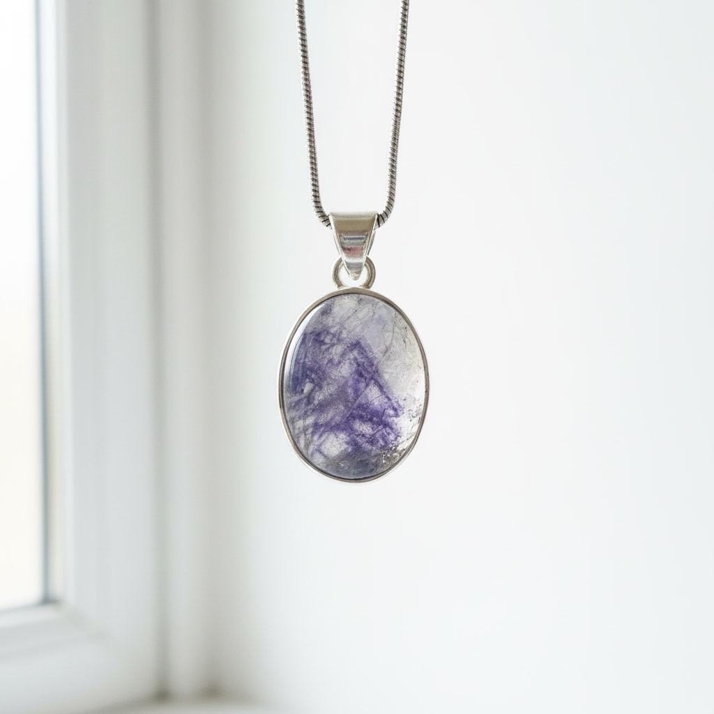Blue John Sterling Silver Oval Pendant 1.8cm x 1.3cm