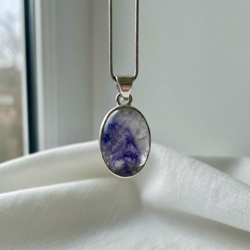 Blue John Sterling Silver Oval Pendant 1.8cm x 1.3cm