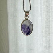 Blue John Sterling Silver Oval Pendant 1.8cm x 1.3cm