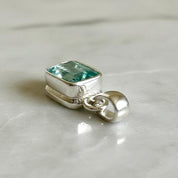 Emerald Cut Faceted Natural Aquamarine Sterling Silver Pendant