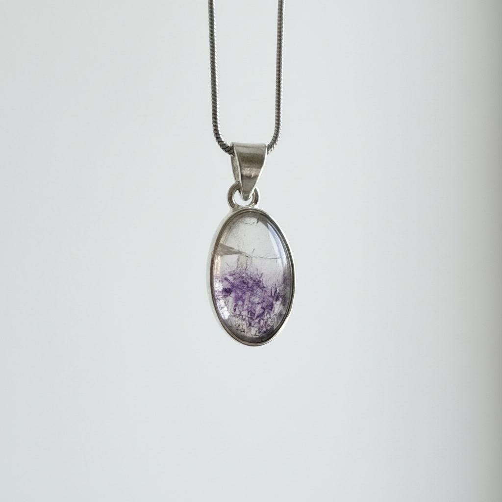 Blue John Sterling Silver Oval Pendant 1.8cm x 1.2cm, Handmade UK