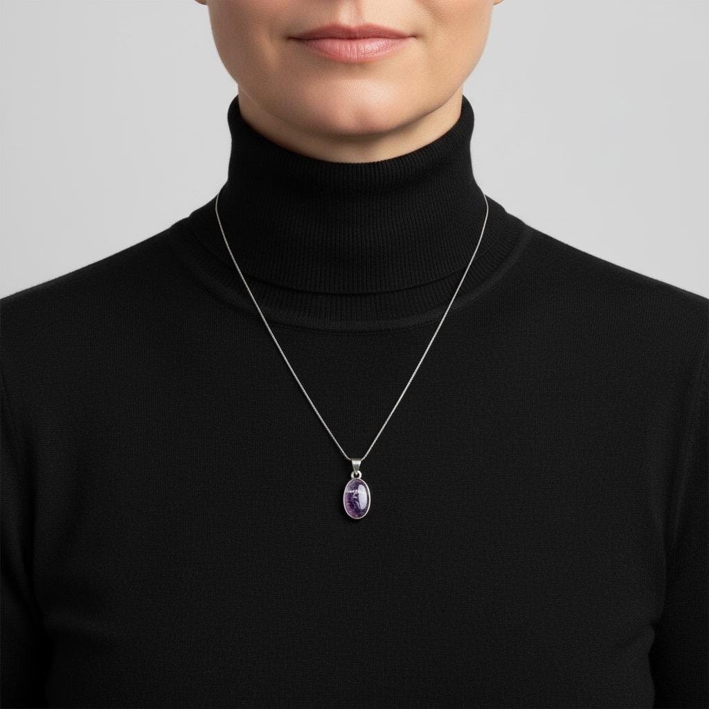 Blue John Sterling Silver Oval Pendant 1.8cm x 1.2cm, Handmade UK