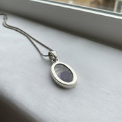 Blue John Sterling Silver Oval Pendant 1.8cm x 1.2cm, Handmade UK