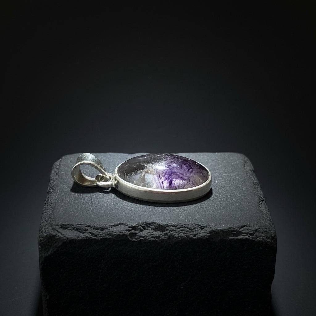 Blue John Sterling Silver Oval Pendant 1.8cm x 1.2cm, Handmade UK