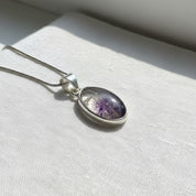 Blue John Sterling Silver Oval Pendant 1.8cm x 1.2cm, Handmade UK