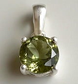Certified Natural Moldavite 0.60ct Round • 925 Silver Pendant (4-Prong)  • Copy of Lab Report Included