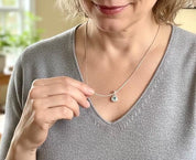 Round Cut Faceted Natural Aquamarine Sterling Silver Pendant