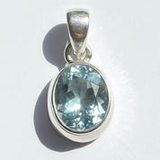 Natural Aquamarine Pendant Oval Cut Sterling Silver Necklace March Birthstone Dainty Blue Gemstone Gift