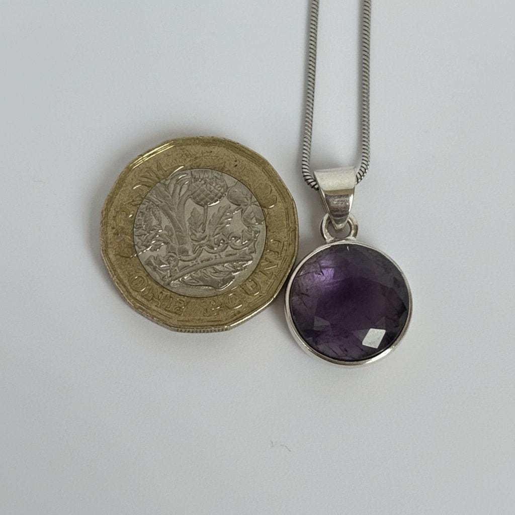 Blue John Sterling Silver Round Pendant 1.8cm x 1.2cm, Handmade UK