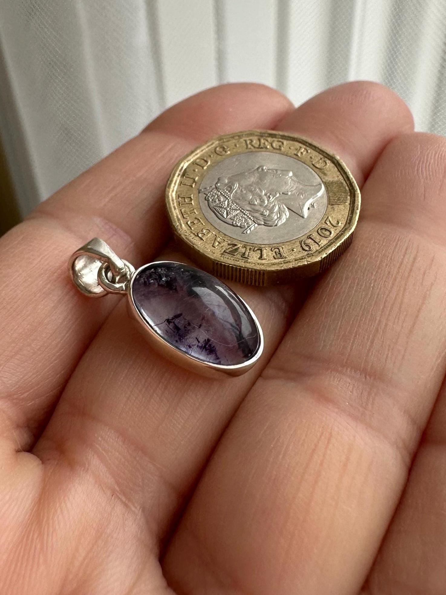Blue John Sterling Silver Oval Pendant 1.5cm x 0.9cm, Handmade UK