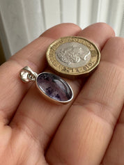 Blue John Sterling Silver Oval Pendant 1.5cm x 0.9cm, Handmade UK