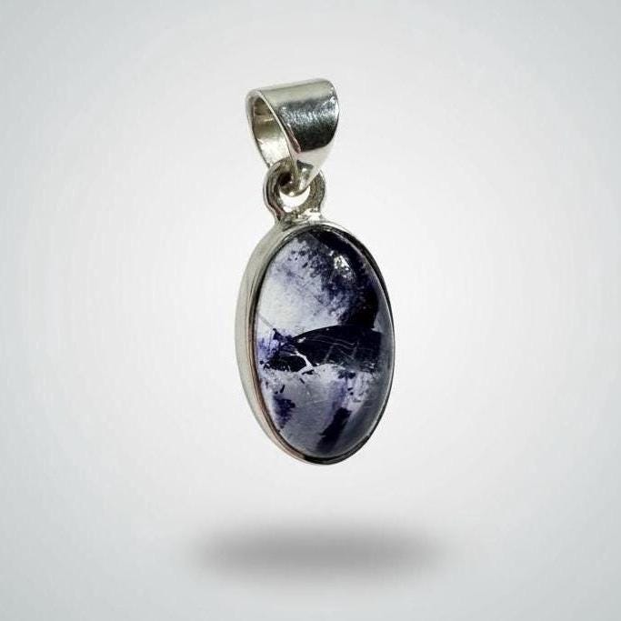 Blue John Sterling Silver Oval Pendant 1.5cm x 0.9cm, Handmade UK