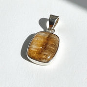 Rectangular Blue John Sterling Silver Pendant, Baguette-Cut Derbyshire Spar, 925 Bezel Setting, UK Handmade