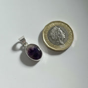 Blue John Sterling Silver Oval Pendant 1.3cm x 1.0cm, Handmade UK gift