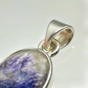 Blue John Sterling Silver Oval Pendant 1.3cm x 1.0cm, Handmade UK gift