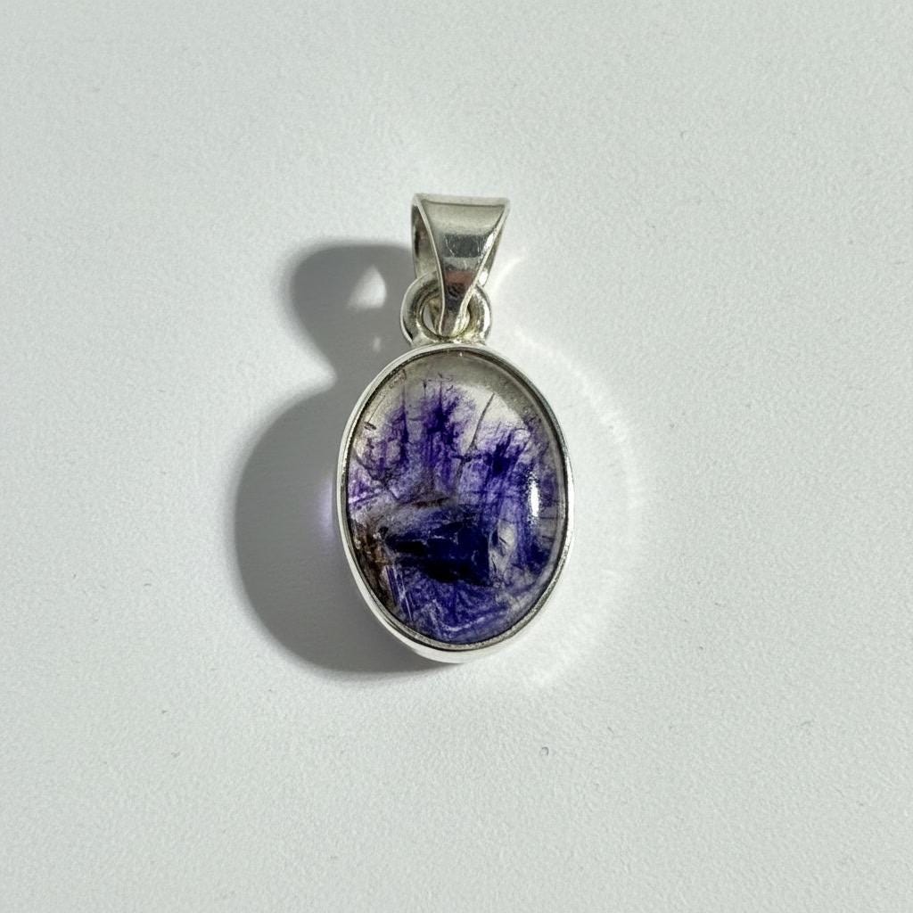 Blue John Sterling Silver Oval Pendant 1.3cm x 1.0cm, Handmade UK gift