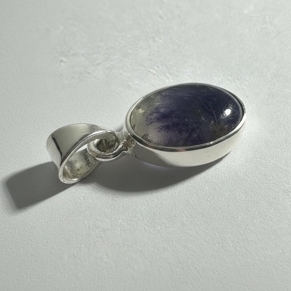 Blue John Sterling Silver Oval Pendant 1.3cm x 1.0cm, Handmade UK gift
