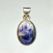 Blue John Sterling Silver Oval Pendant 1.3cm x 1.0cm, Handmade UK gift