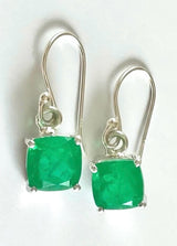 Emerald Green Quartz Earrings Sterling Silver Dangle Drop
