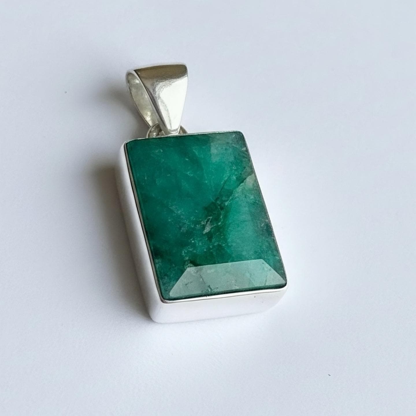 Emerald and Sterling Silver Pendant