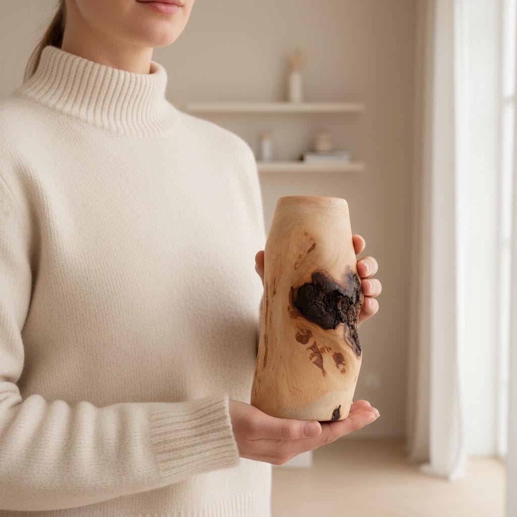 Hand-Turned Elm Burr Wooden Vase – Natural Burl Art