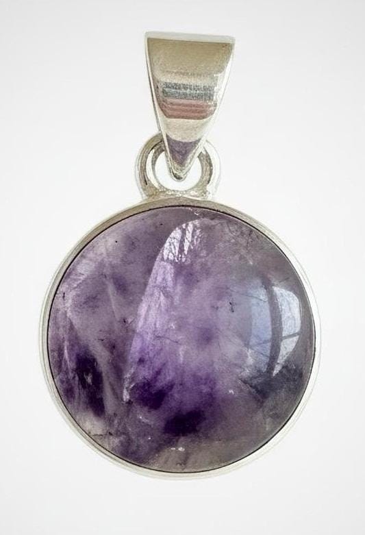 Blue John Sterling Silver Round Pendant 1.8cm x 1.2cm, Handmade UK