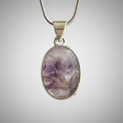 Blue John Oval Sterling Silver Pendant, Derbyshire Spar