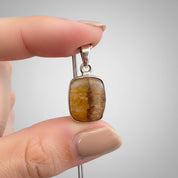 Rectangular Blue John Sterling Silver Pendant, Baguette-Cut Derbyshire Spar, 925 Bezel Setting, UK Handmade