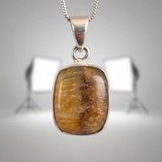 Rectangular Blue John Sterling Silver Pendant, Baguette-Cut Derbyshire Spar, 925 Bezel Setting, UK Handmade
