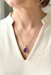 Blue John Sterling Silver Round Pendant 1.8cm x 1.2cm, Handmade UK