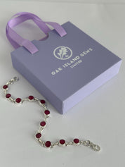 Ruby Sterling Silver Bracelet – 11 Gemstones, July Birthstone Gift