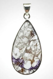 Blue John Silver Teardrop Pendant - Extremely Rare