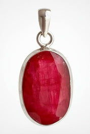 Raw Ruby 925 Sterling Silver Oval Pendant