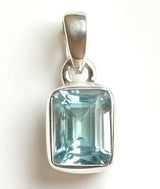 Natural Aquamarine March Birthstone Pendant in 925 Sterling Silver Emerald Cut Necklace gift