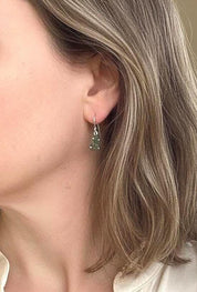 Natural Uncut Moldavite Sterling Silver Dangle Earrings