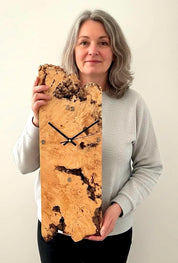Large Burl Maple Wall Clock, Statement Wall Clock, Live Edge Wood Clock, Handmade Rustic Modern Wall Decor