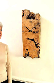 Large Burl Maple Wall Clock, Statement Wall Clock, Live Edge Wood Clock, Handmade Rustic Modern Wall Decor