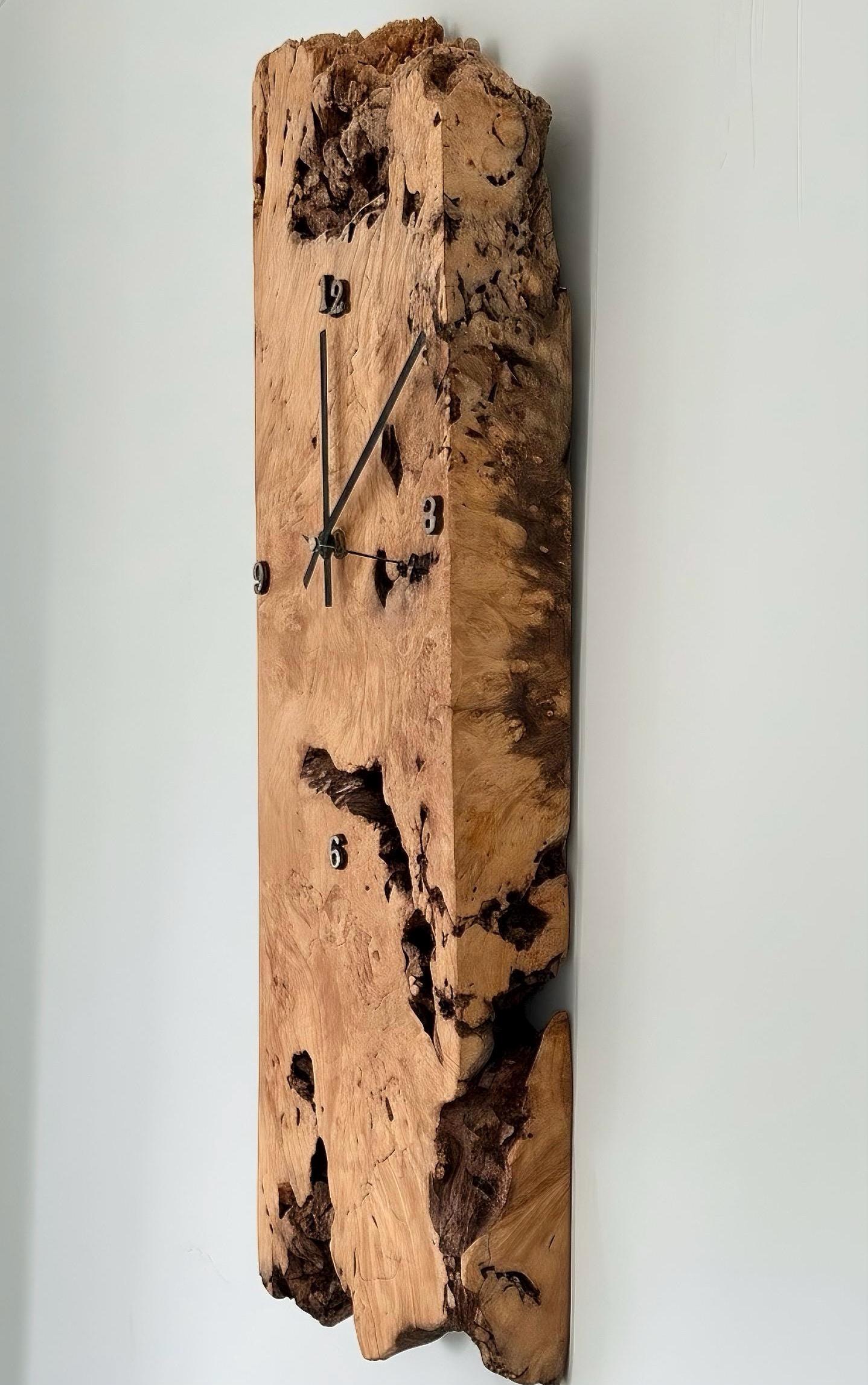 Large Burl Maple Wall Clock, Statement Wall Clock, Live Edge Wood Clock, Handmade Rustic Modern Wall Decor