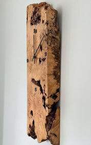 Large Burl Maple Wall Clock, Statement Wall Clock, Live Edge Wood Clock, Handmade Rustic Modern Wall Decor