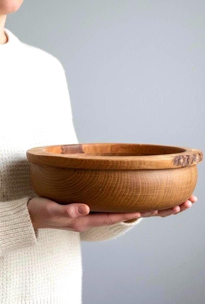 Scottish Oak & Teak Wood Bowl Vase
