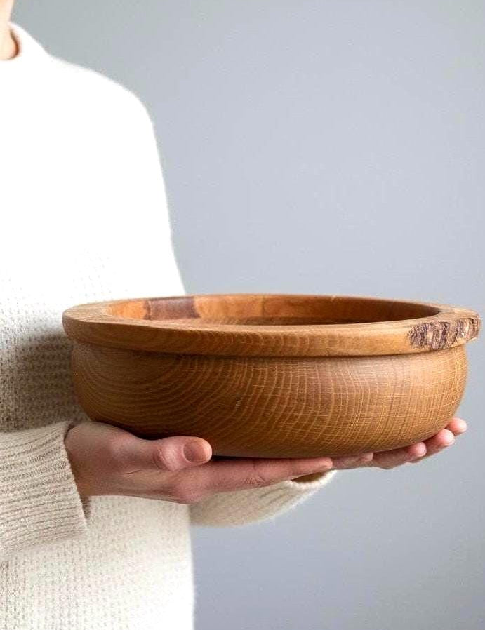 Scottish Oak & Teak Wood Bowl Vase