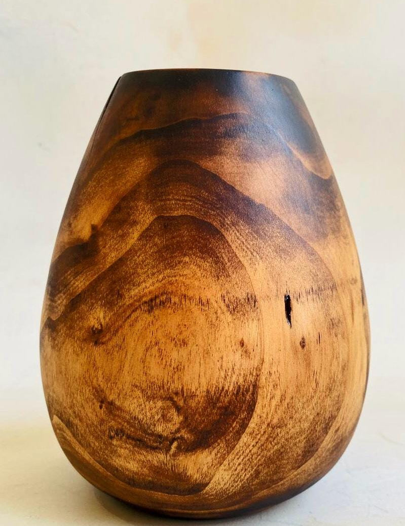 Bog Oak Wooden Vase – Hand-Turned, UK Made, Natural Oil Finish – Dried Flower