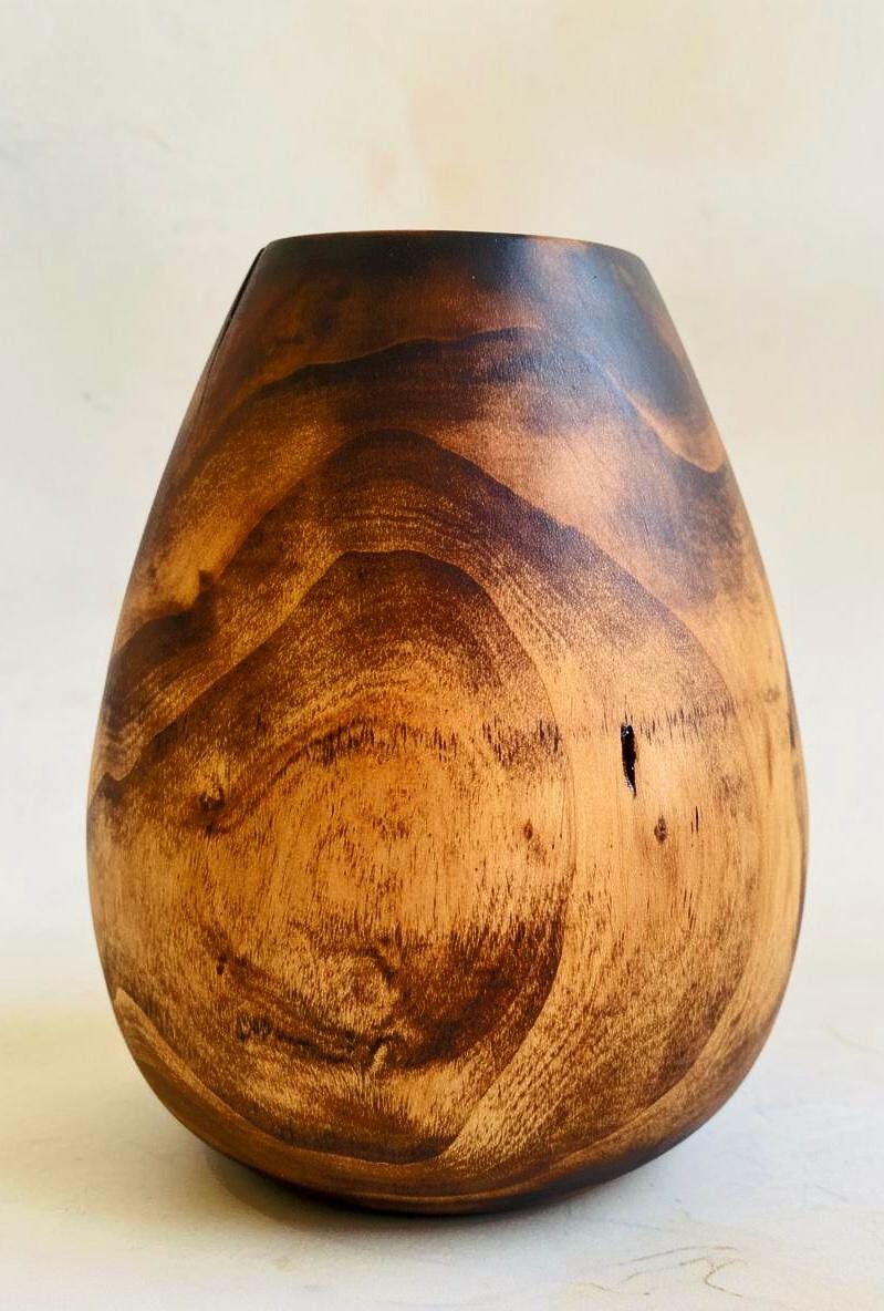 Bog Oak Wooden Vase – Hand-Turned, UK Made, Natural Oil Finish – Dried Flower