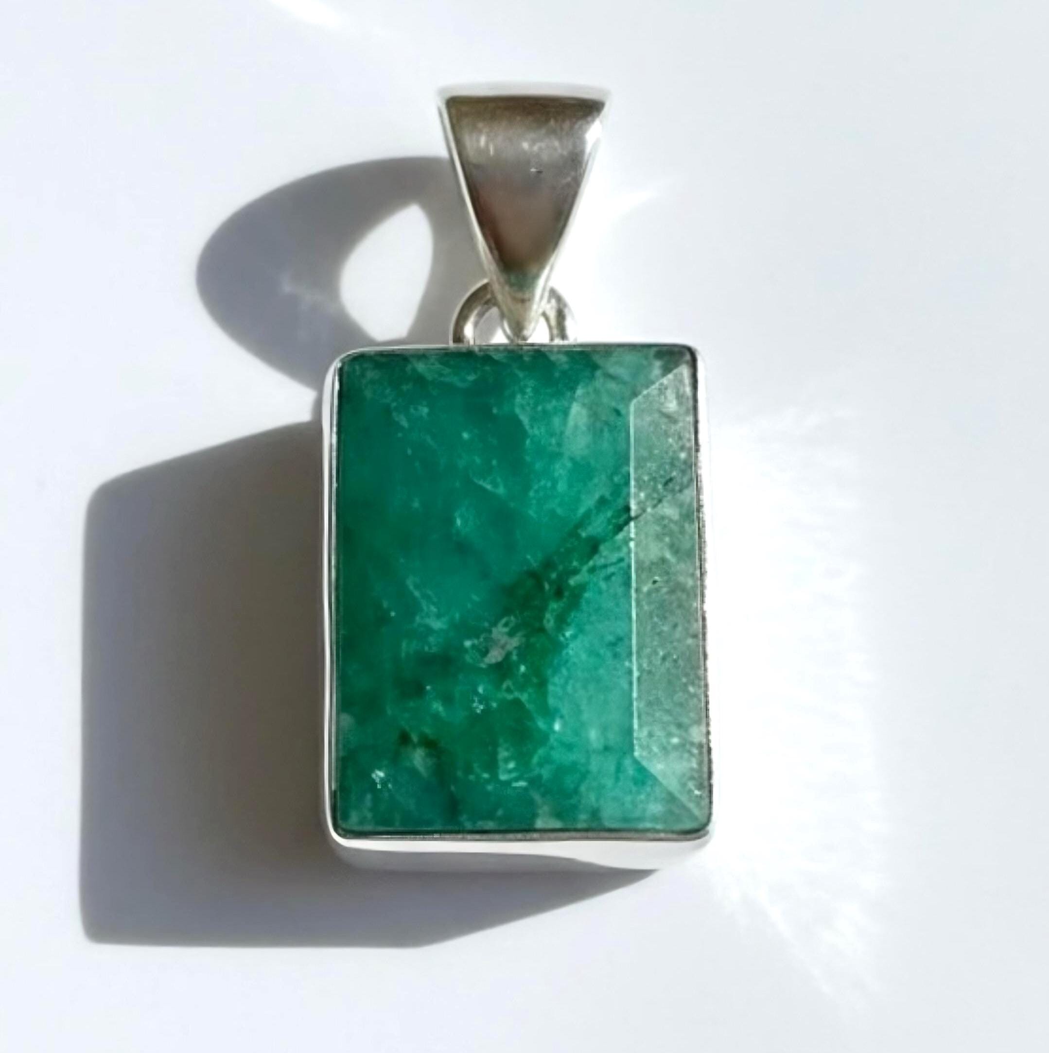 Emerald and Sterling Silver Pendant
