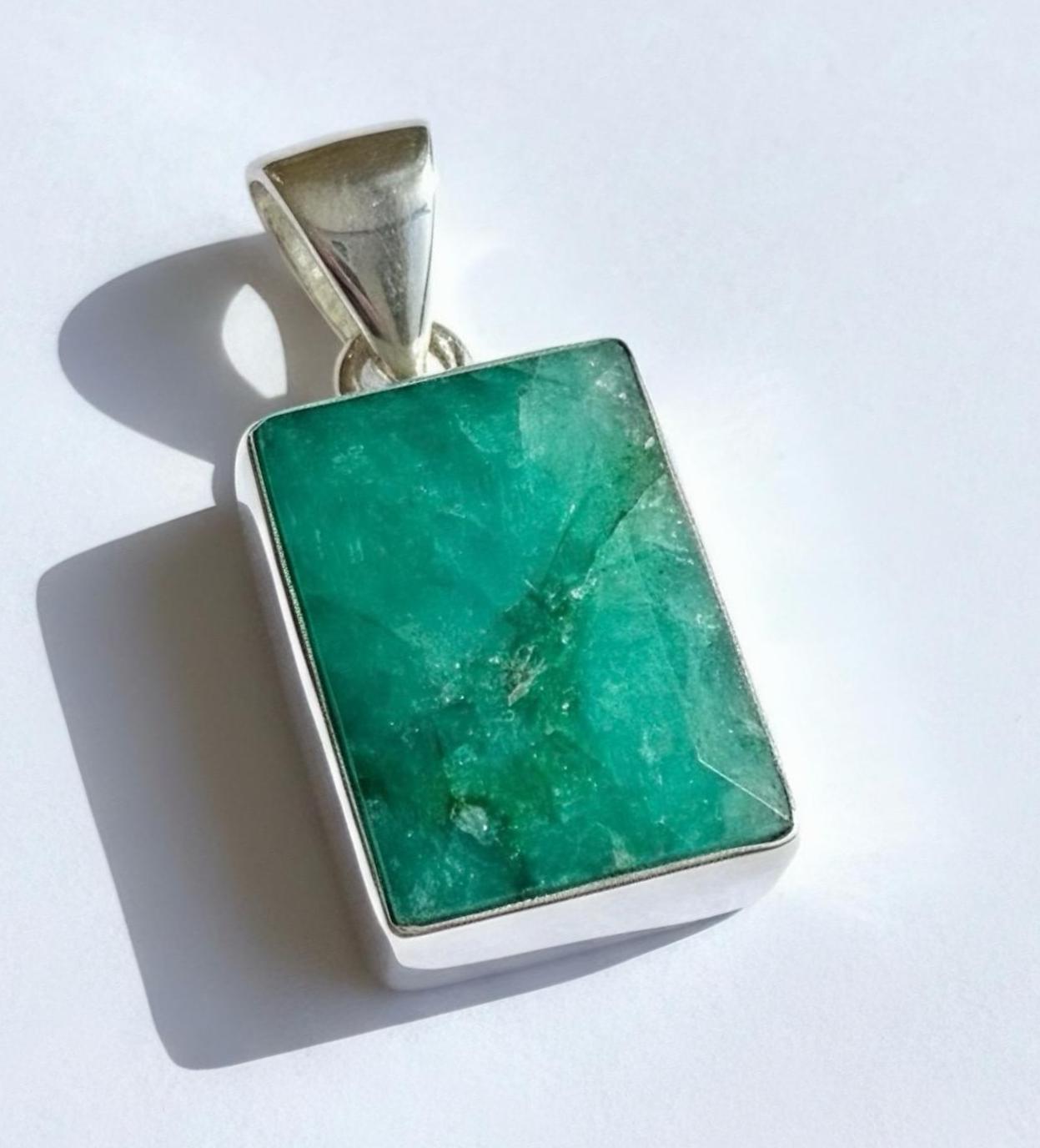 Emerald and Sterling Silver Pendant