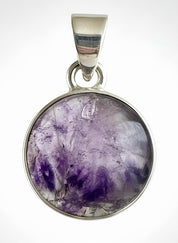 Blue John Sterling Silver Round Pendant 1.8cm x 1.2cm, Handmade UK