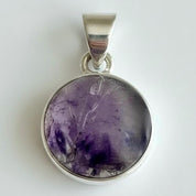 Blue John Sterling Silver Round Pendant 1.8cm x 1.2cm, Handmade UK