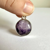 Blue John Sterling Silver Round Pendant 1.8cm x 1.2cm, Handmade UK